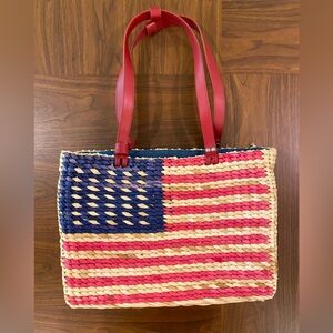 American Flag Straw Tote